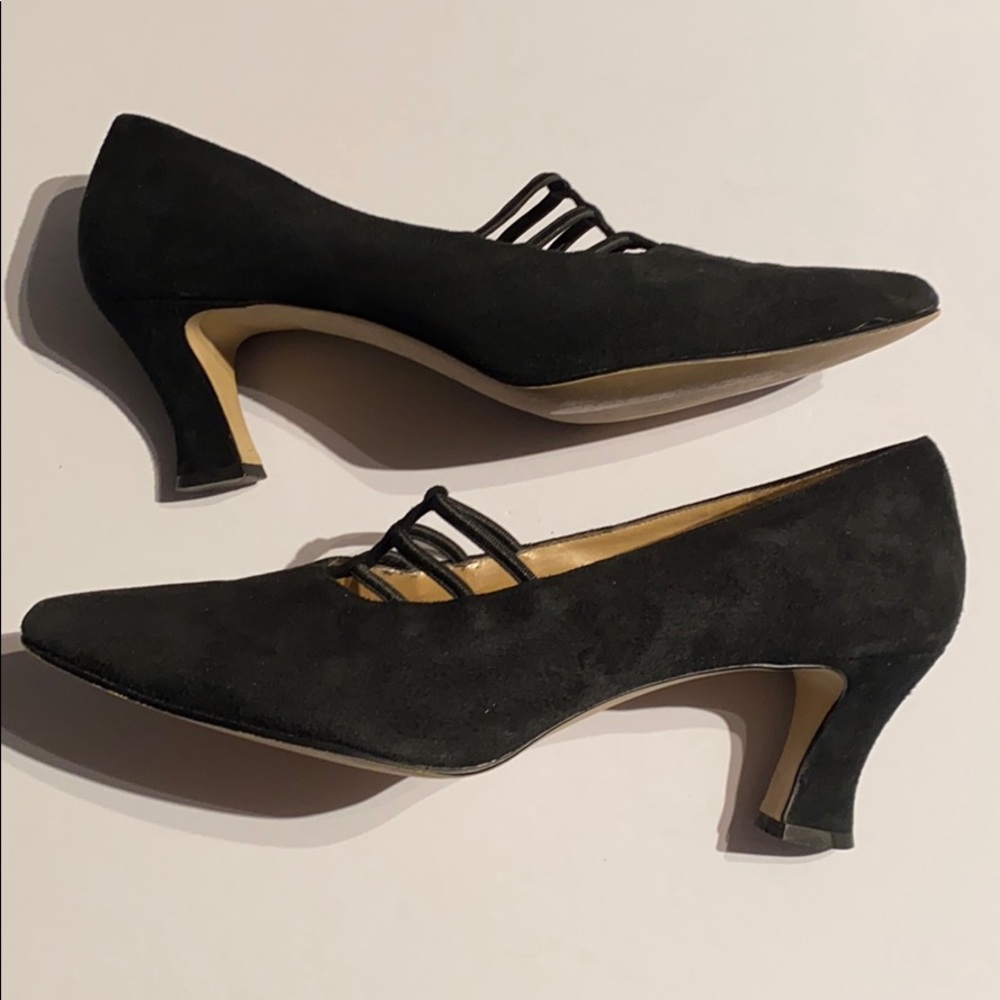 Vintage Black Suede Leather Designer Heels!!!